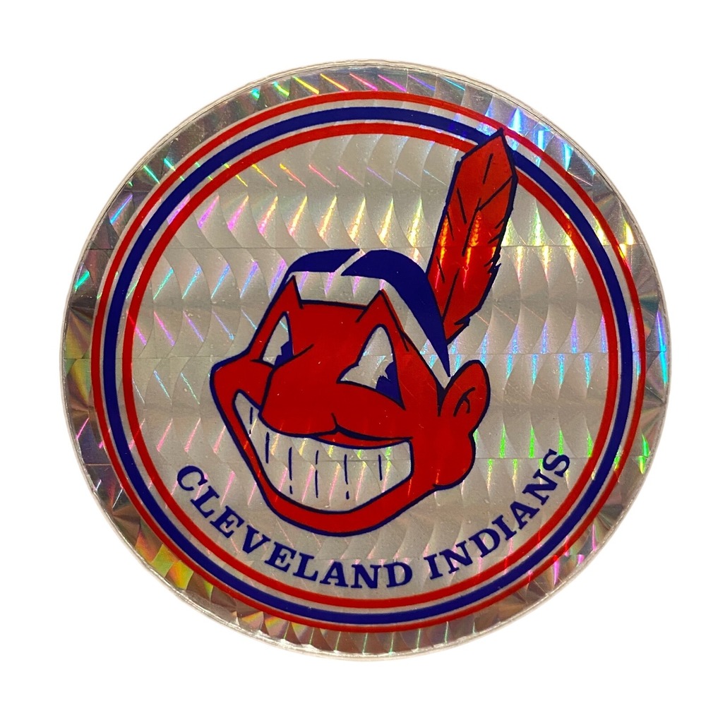 Vintage 1990s Cleveland‎ Indians Holographic Sticker Chief Wahoo Logo Baseball